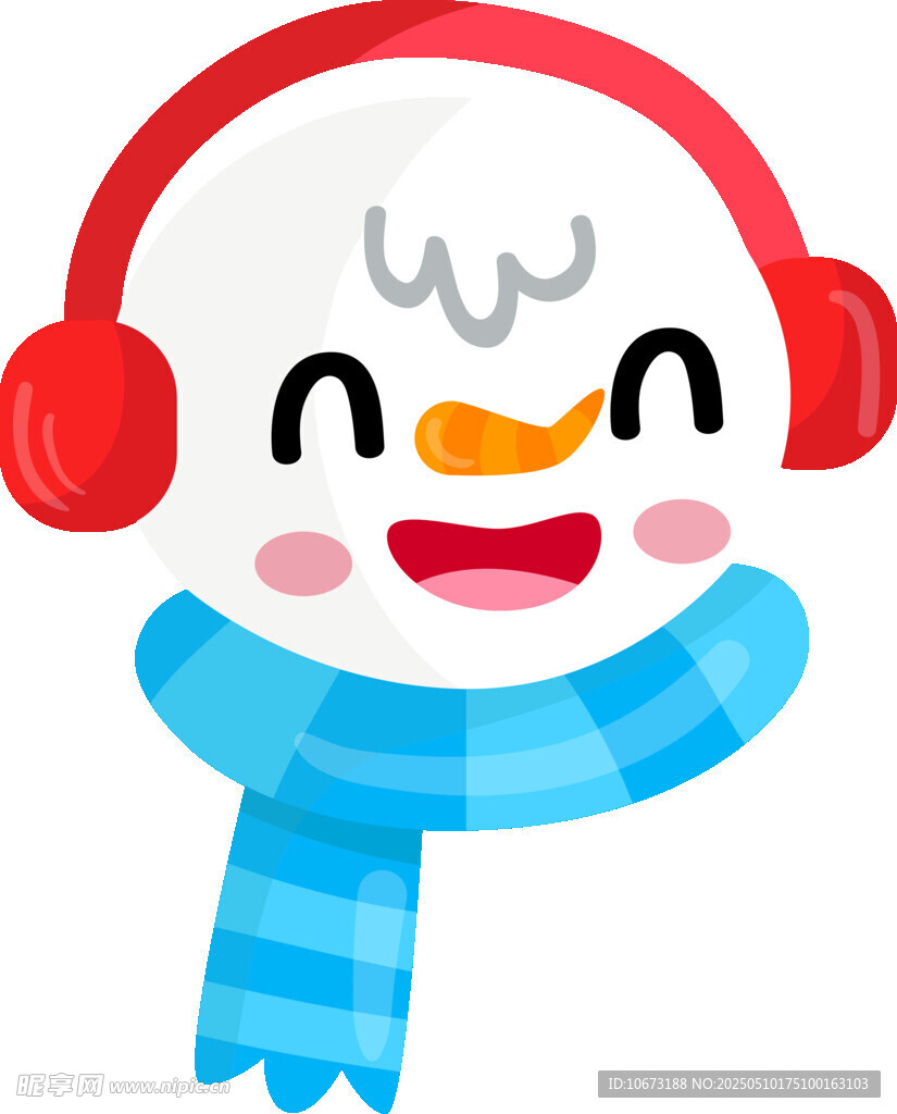 戴耳机围巾的可爱雪人