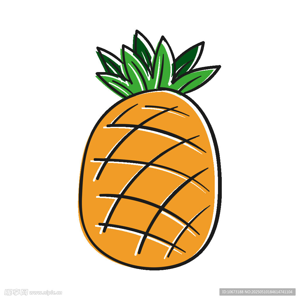 卡通风格的菠萝插画