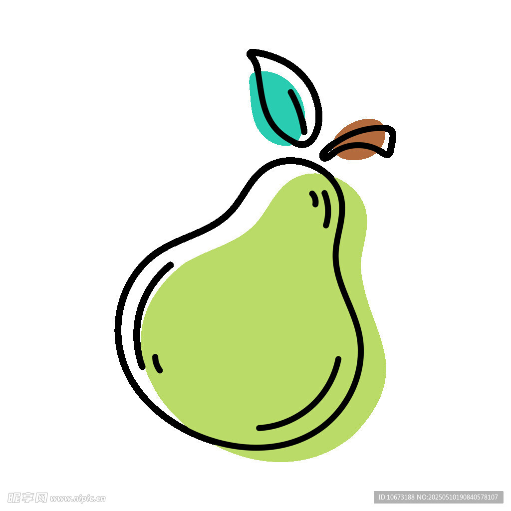 手绘青梨插画