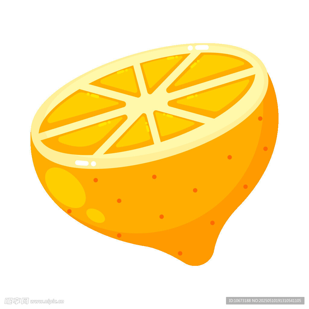 半个卡通柠檬插画