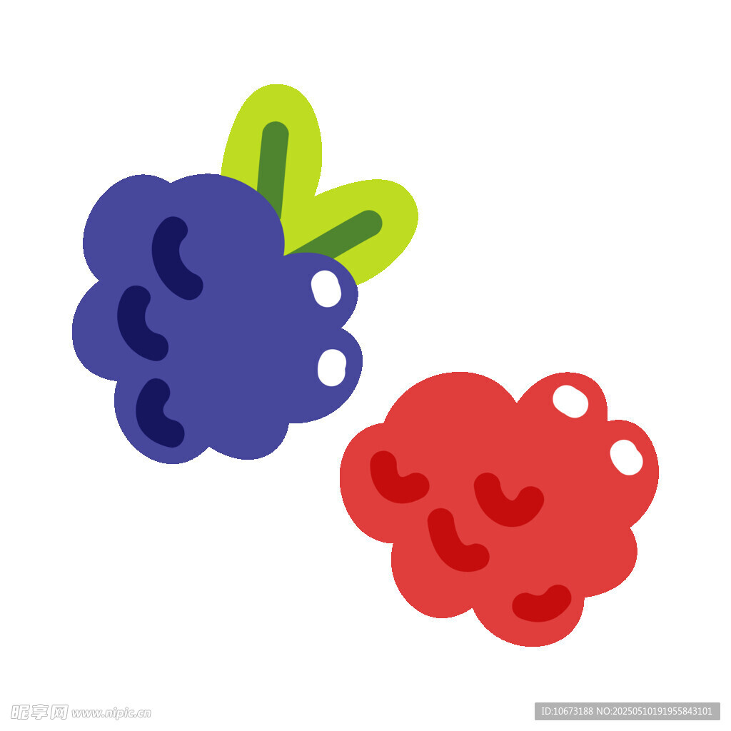 可爱蓝莓与红莓插画
