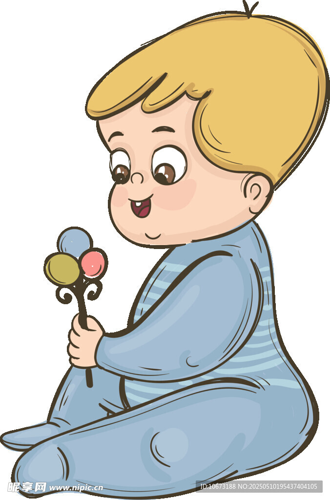 小男孩开心玩彩色棒棒糖