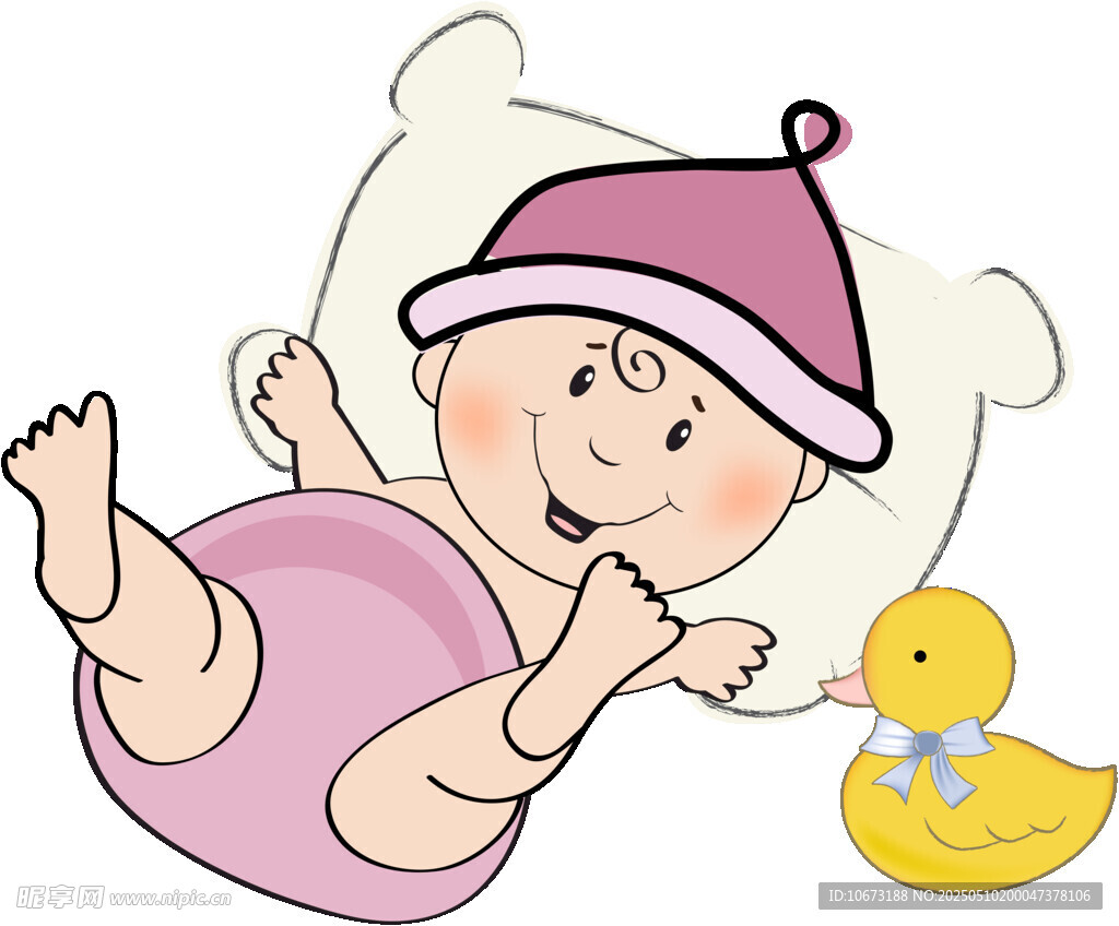 可爱婴儿与小黄鸭同框