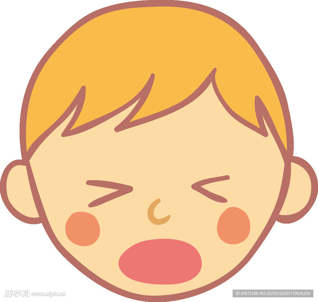 闭眼嘟嘴的可爱卡通小孩