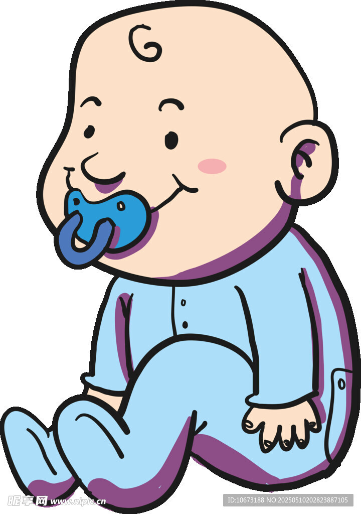 可爱婴儿含奶嘴坐立