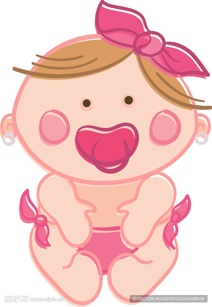 可爱粉色系婴儿插画形象