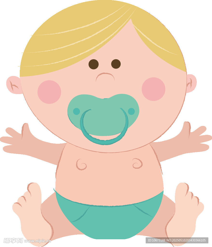 可爱坐立婴儿含奶嘴
