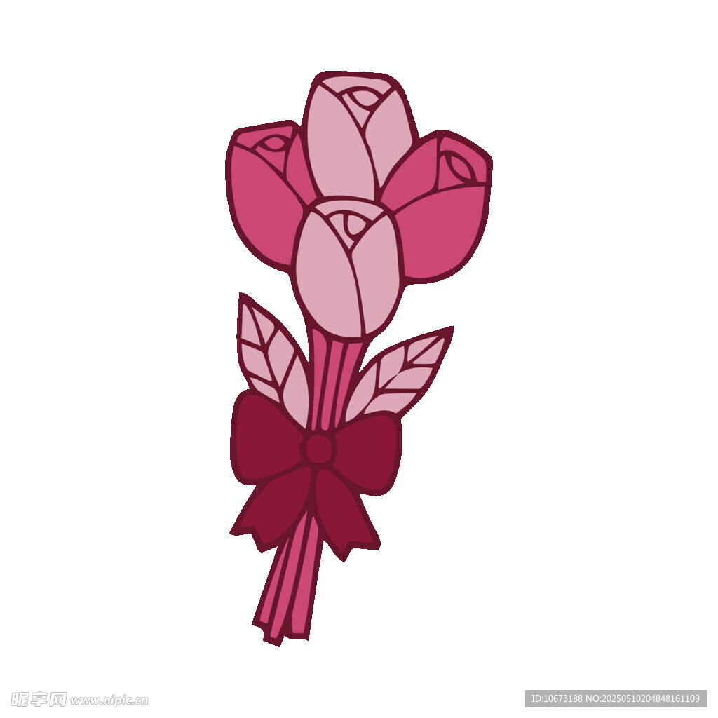 粉色玫瑰花朵插画