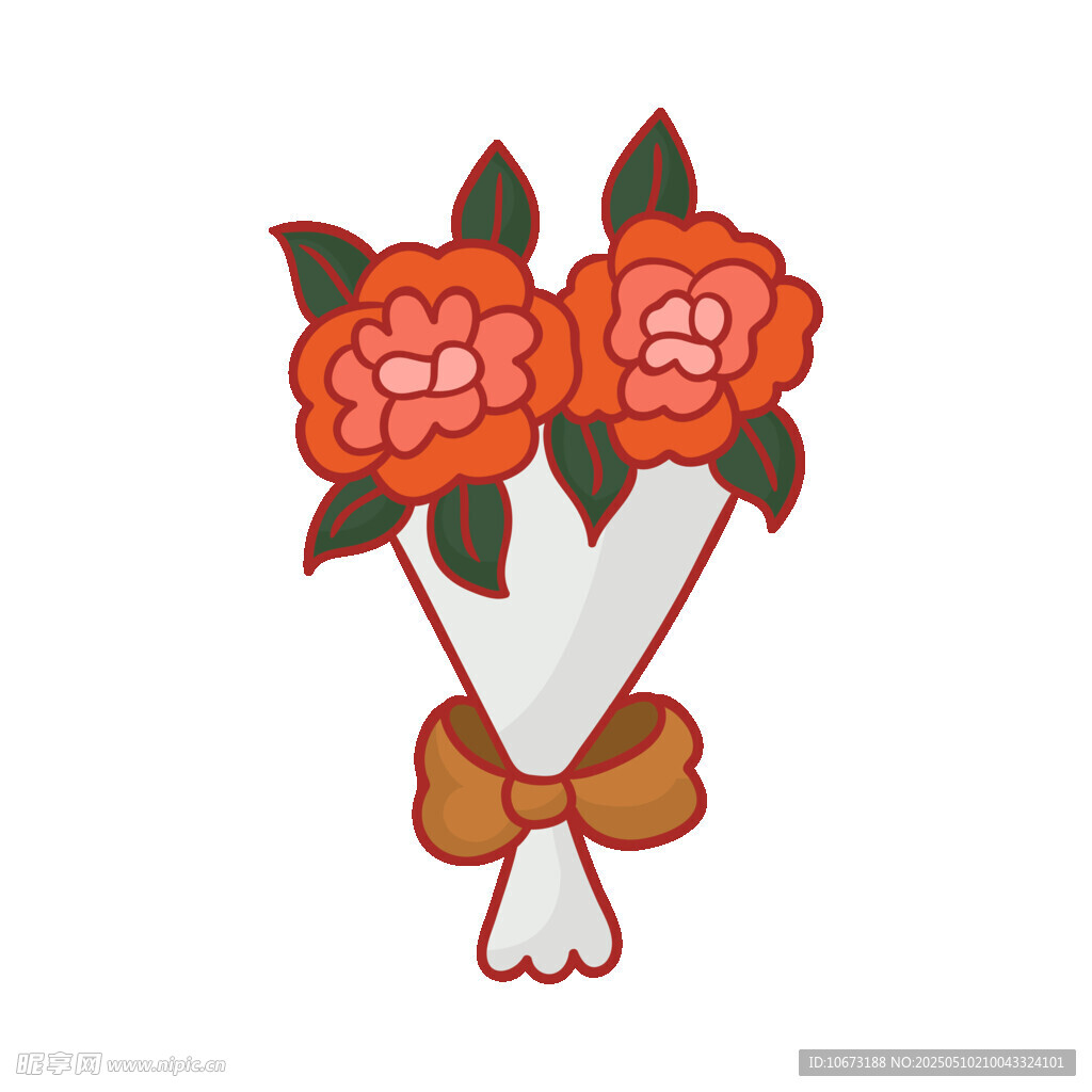 手绘两朵红玫瑰花束