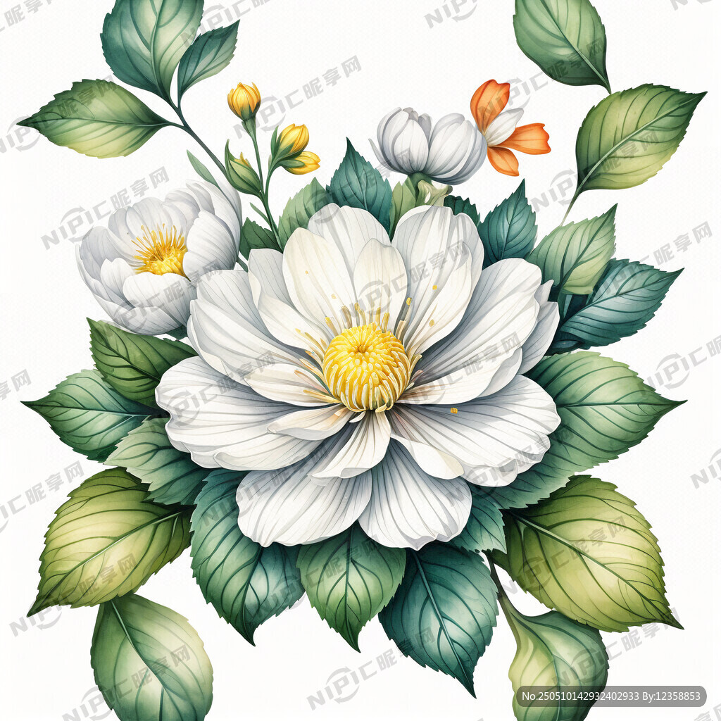这是一幅水彩手绘花的图案 