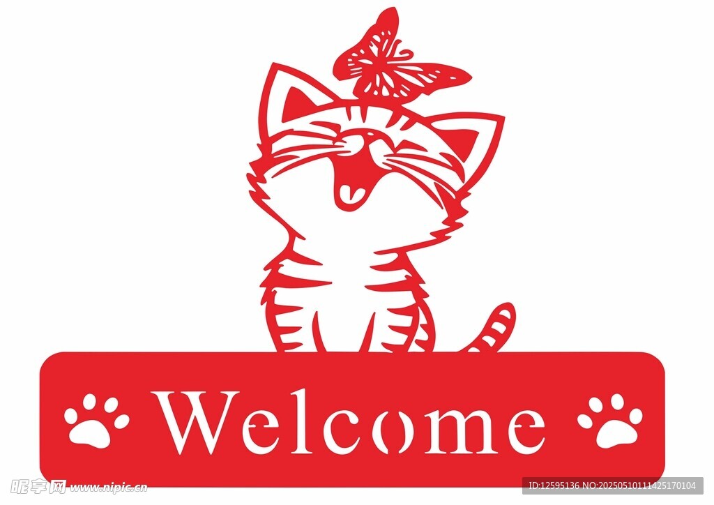 可爱猫咪欢迎标识