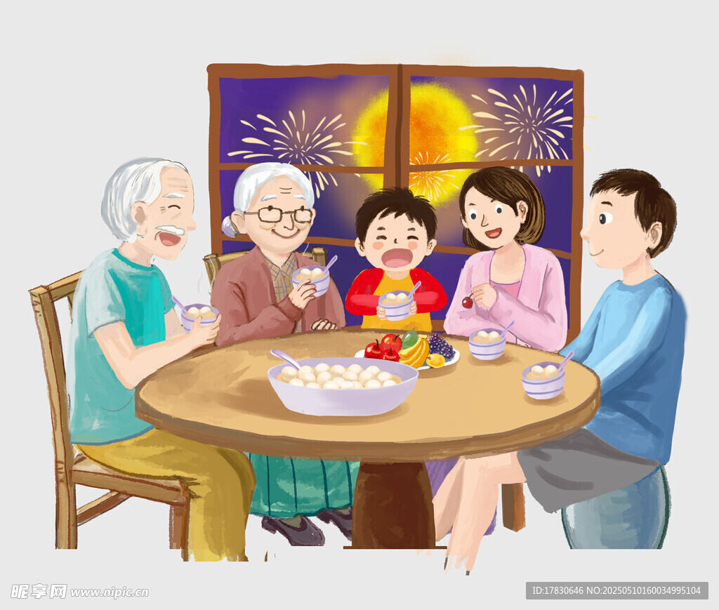 一家人围坐享温馨时刻