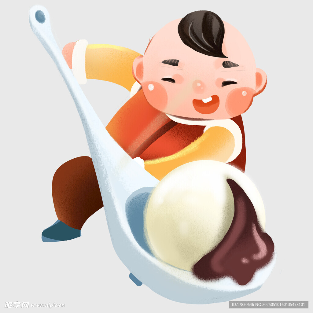 萌娃坐勺享美味冰淇淋