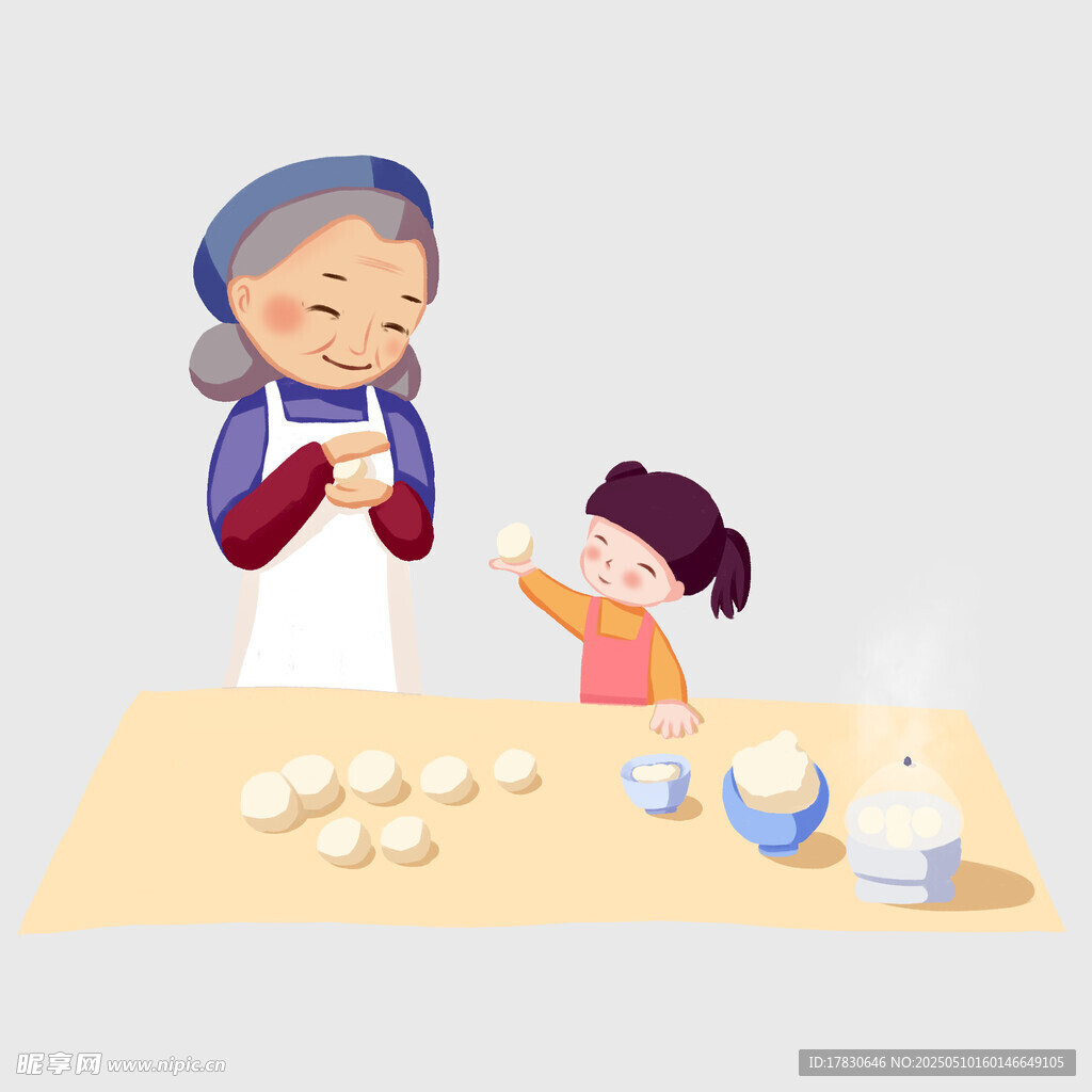 奶奶与孙女温馨包饺子时刻