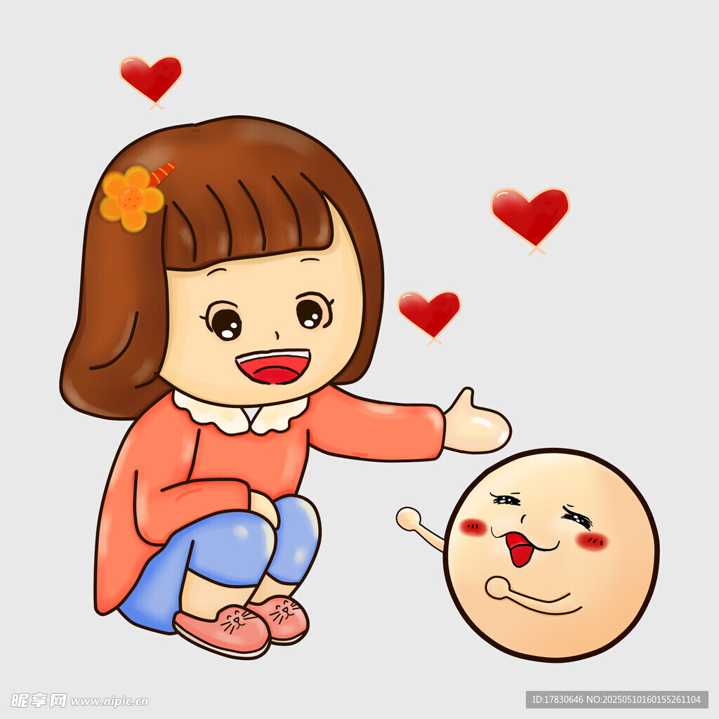 女孩亲昵互动可爱表情球