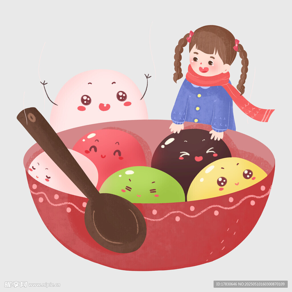 女孩与可爱冰淇淋碗