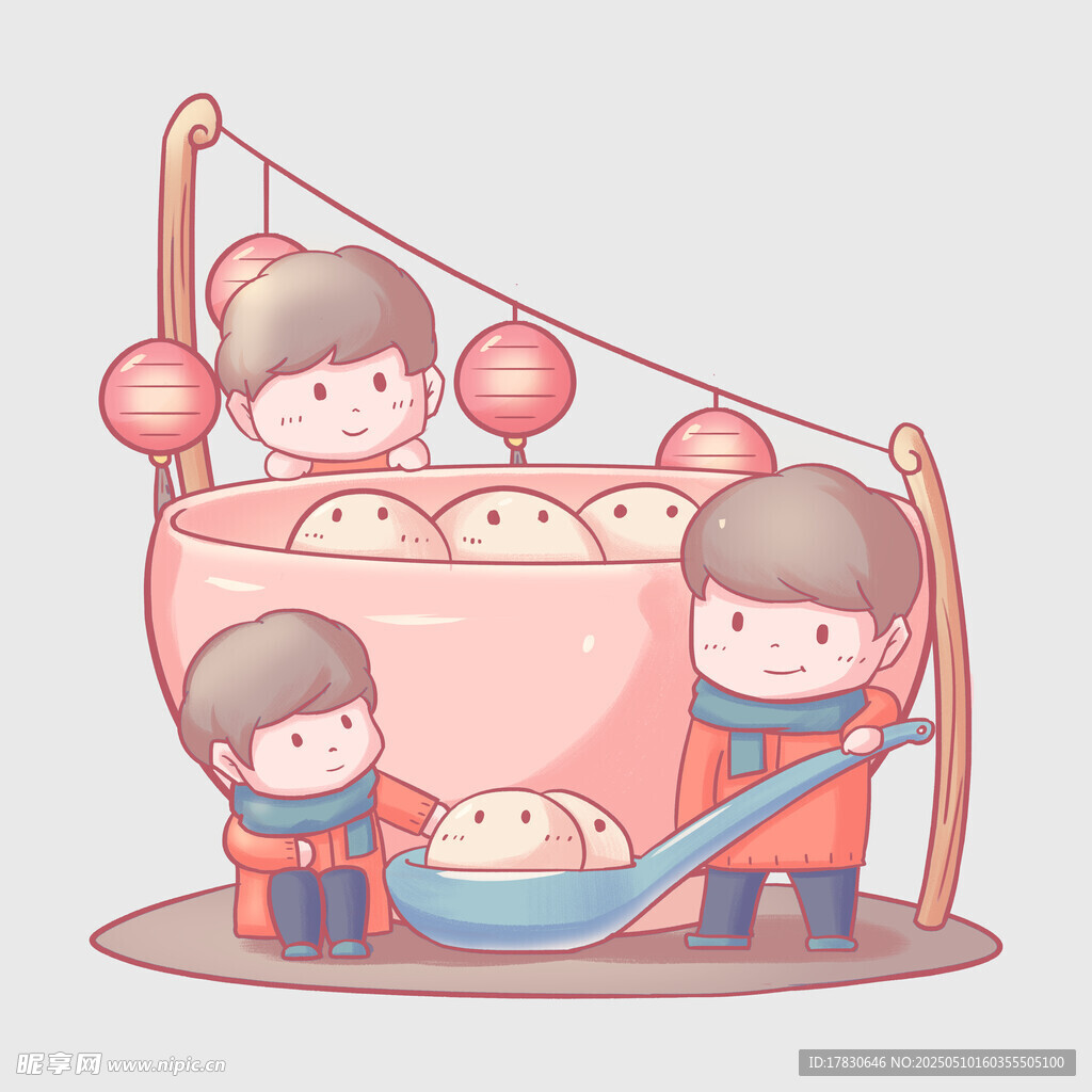 传统蒸馒头场景插画