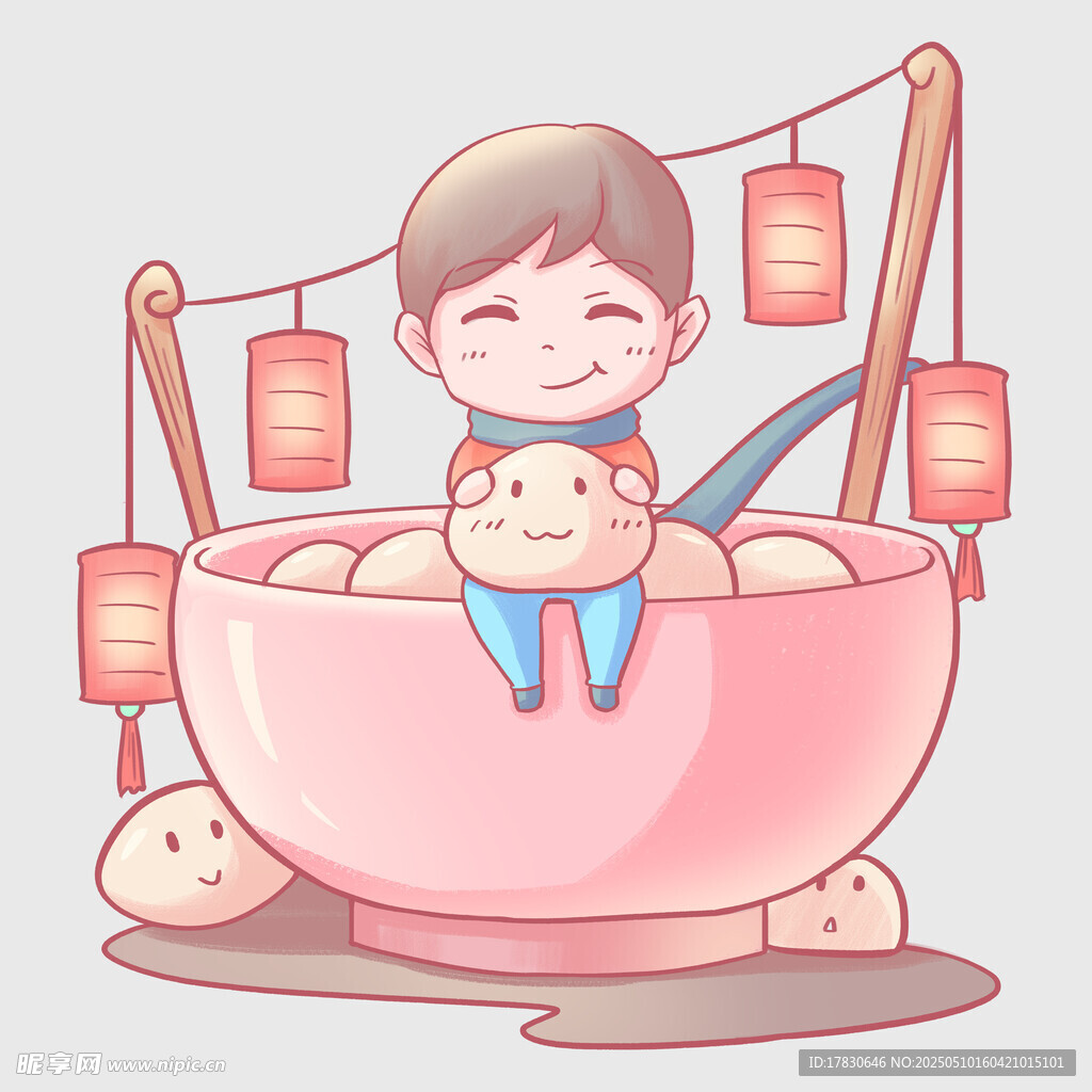 小孩坐大碗中欢乐过佳节