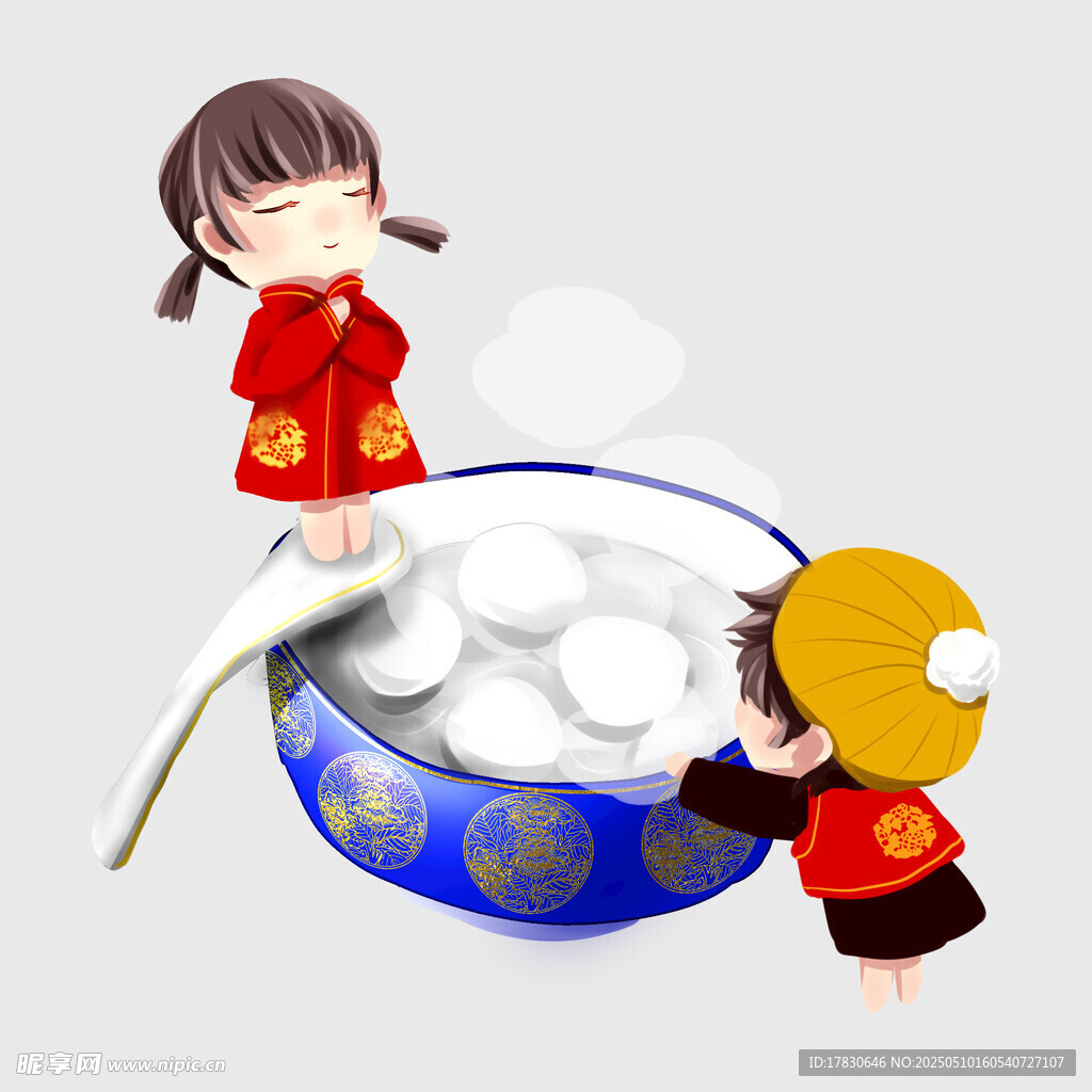 儿童喜庆场景吃汤圆