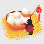 小孩赏元宵