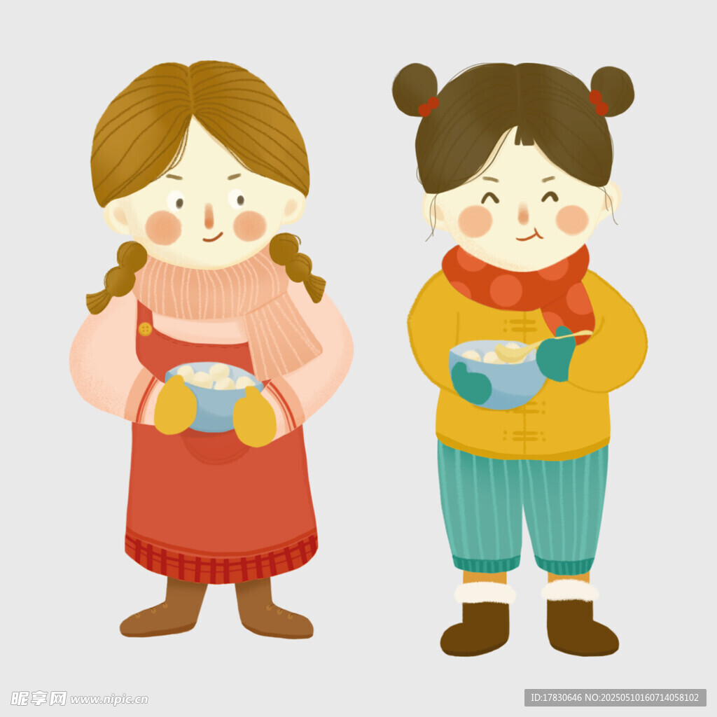 冬日女孩捧杯取暖画面