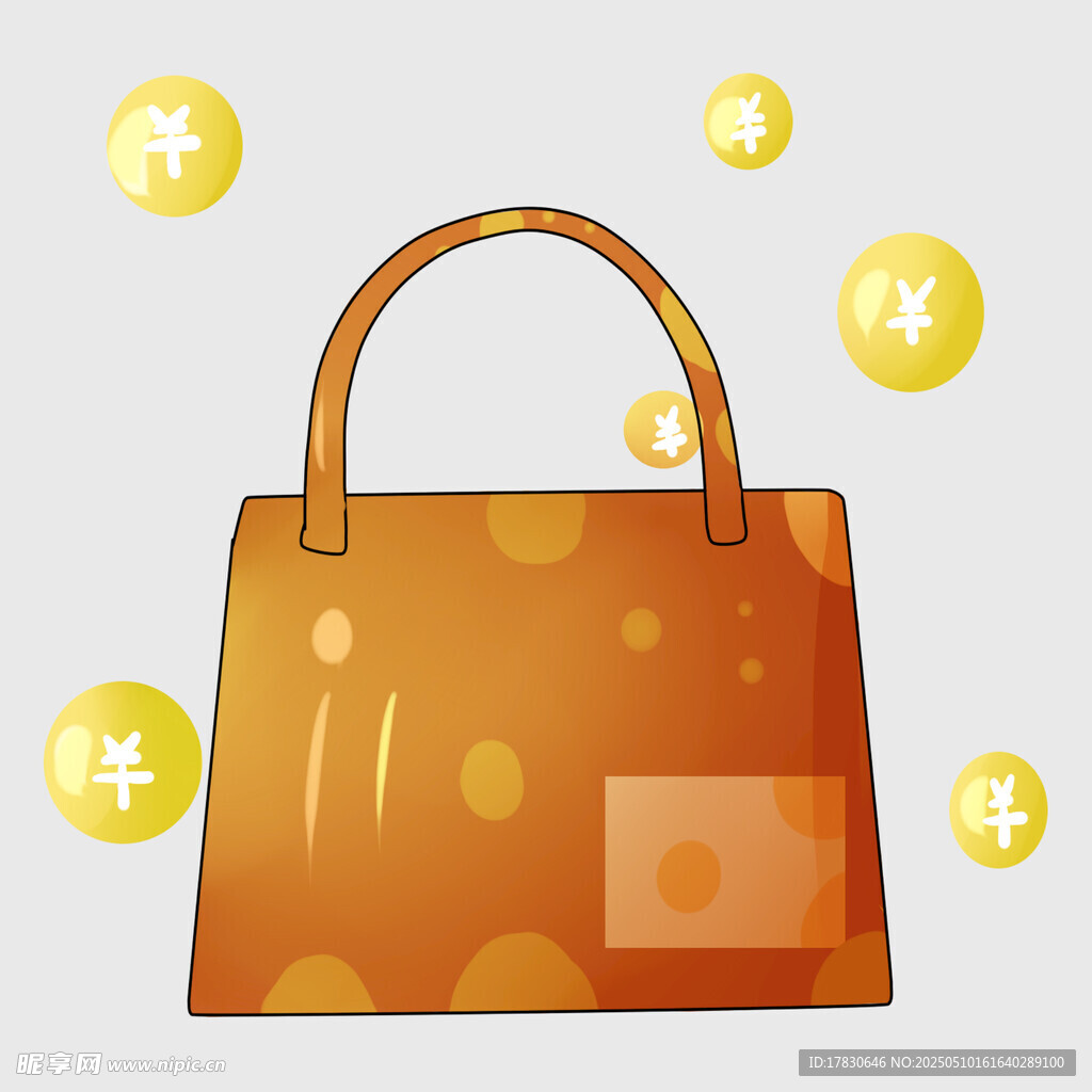 金色手提包与散落钱币