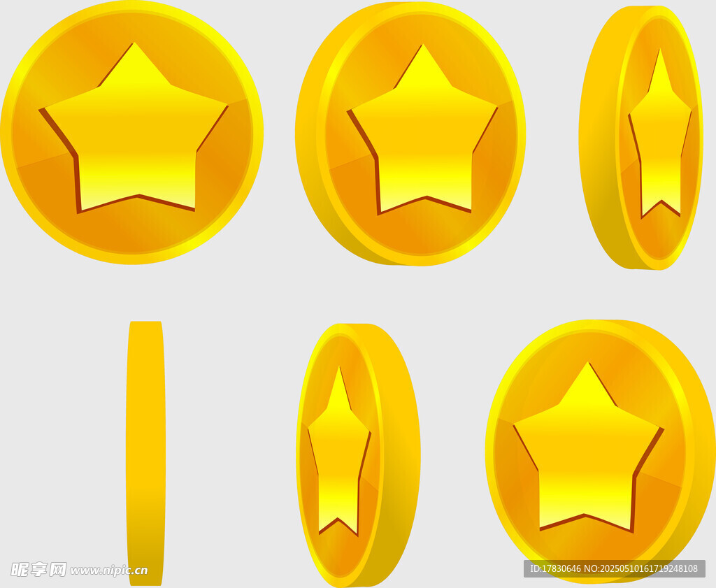 金色星星金币图标素材