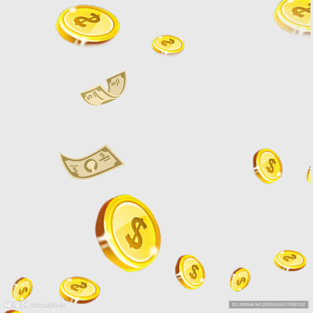 金币钞票飘落场景