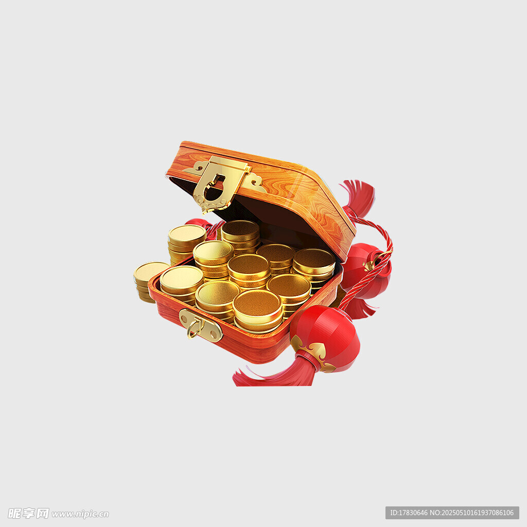 打开的宝箱装满金币