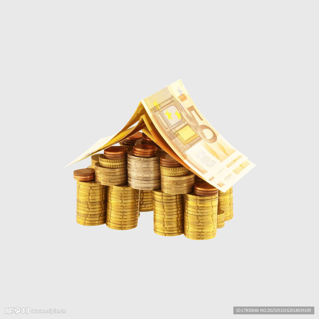 钞票搭成的金币房屋
