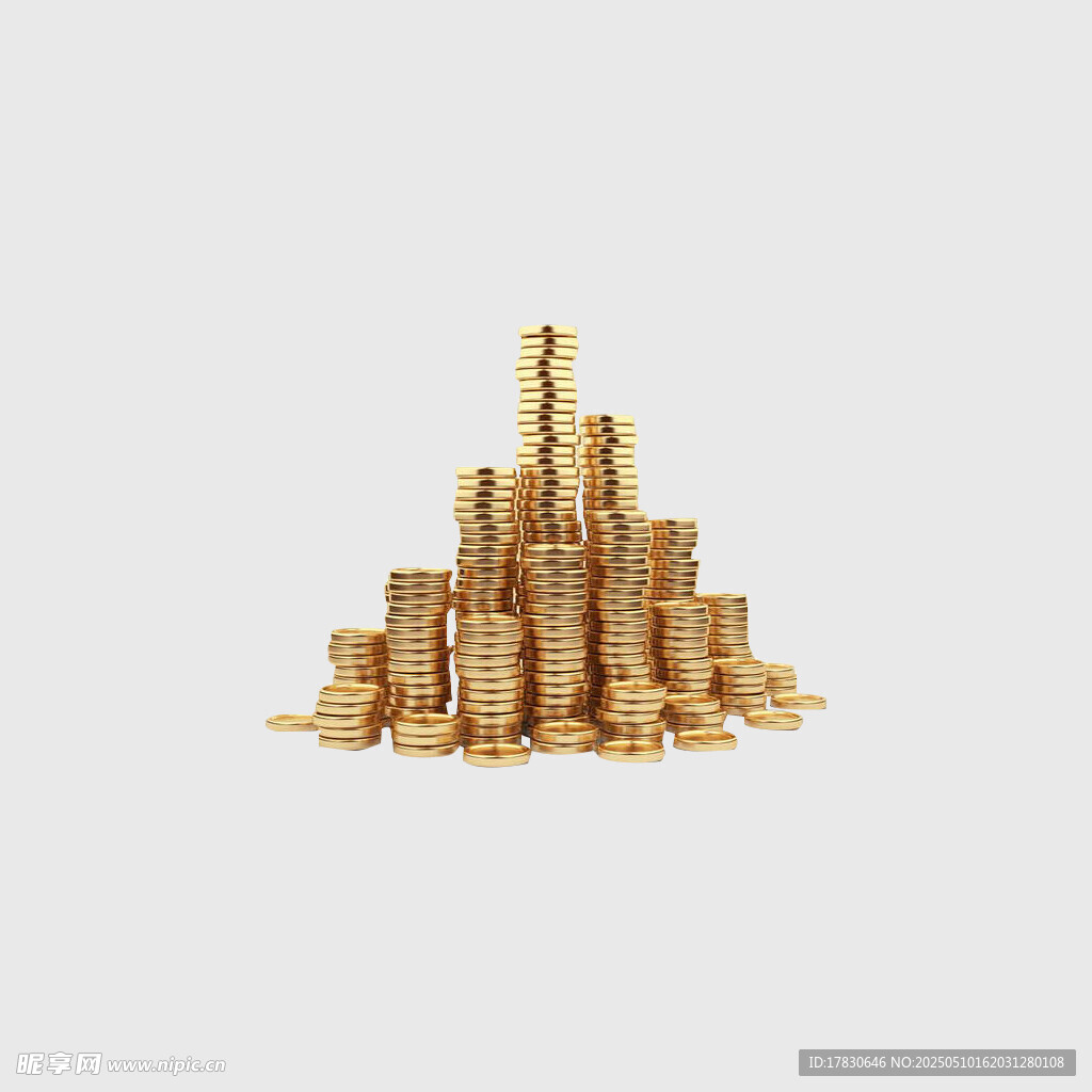 金币堆叠成的金字塔造型