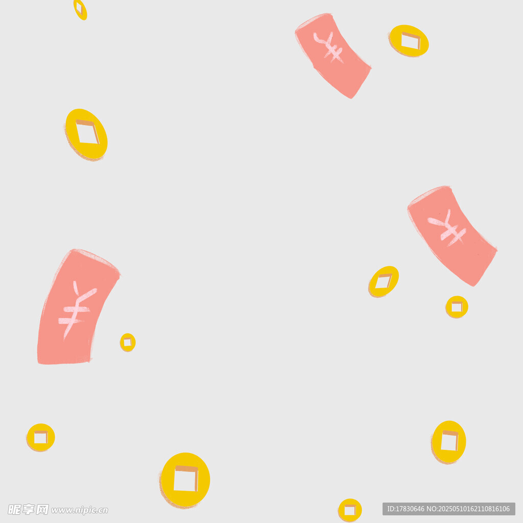 钞票金币图案背景图