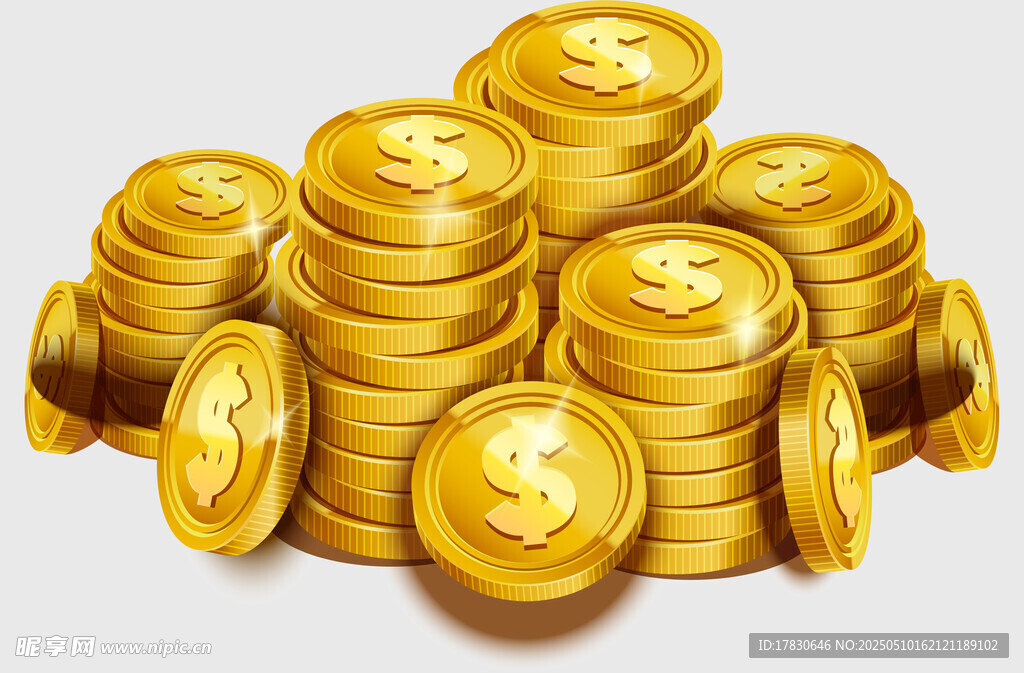 金币堆叠财富象征