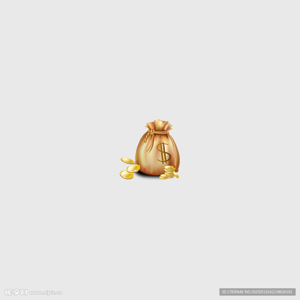 金色钱袋与散落金币