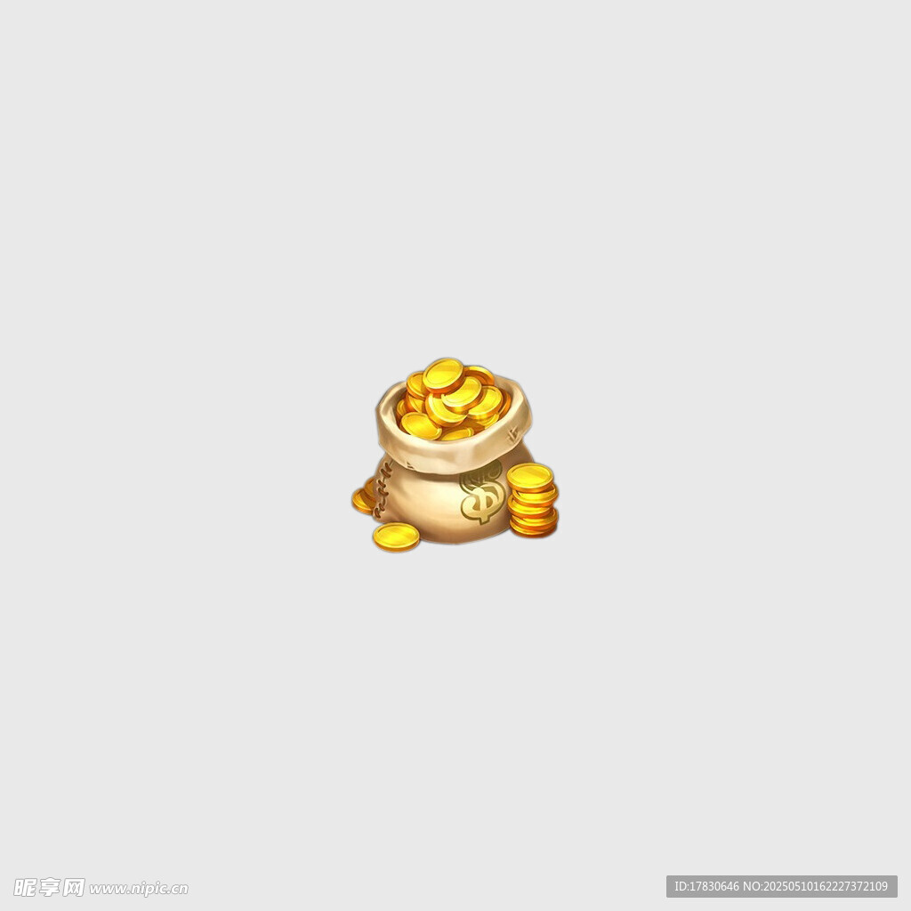 卡通金币袋形象设计