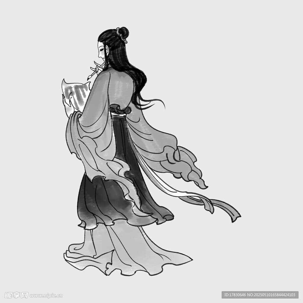 古风女子持物飘逸形象