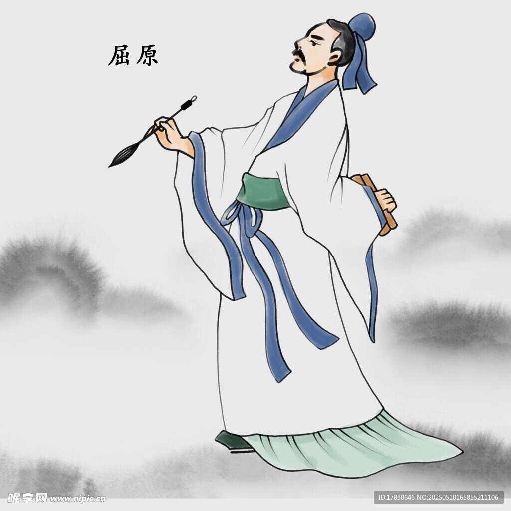 古代文人持笔潇洒姿态