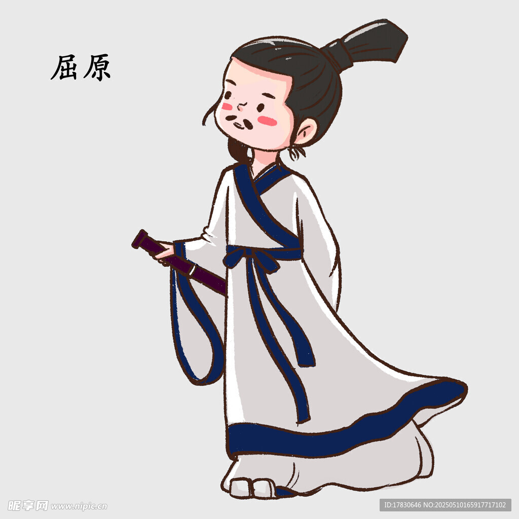 古风持剑俏皮古装人物