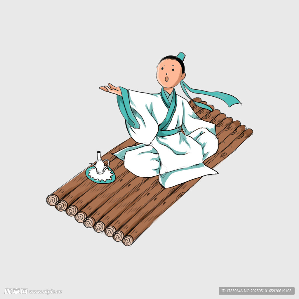 古代文人抚琴图
