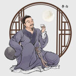 古代文人月下独酌图
