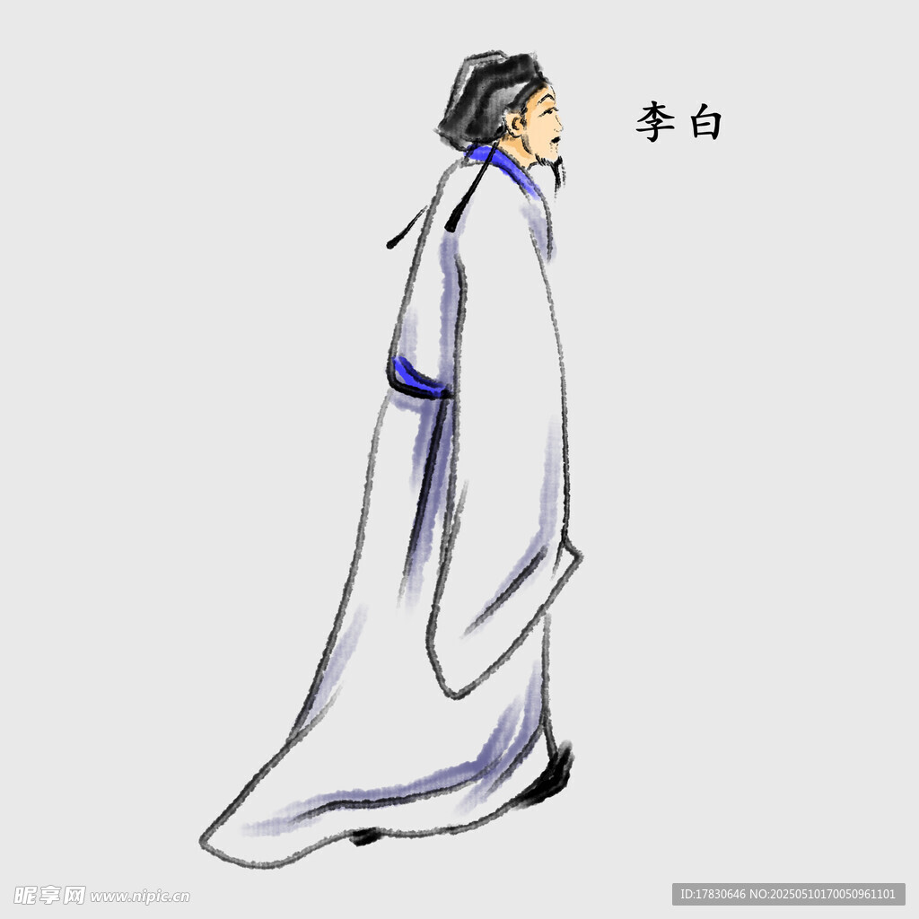 古风李白形象插画