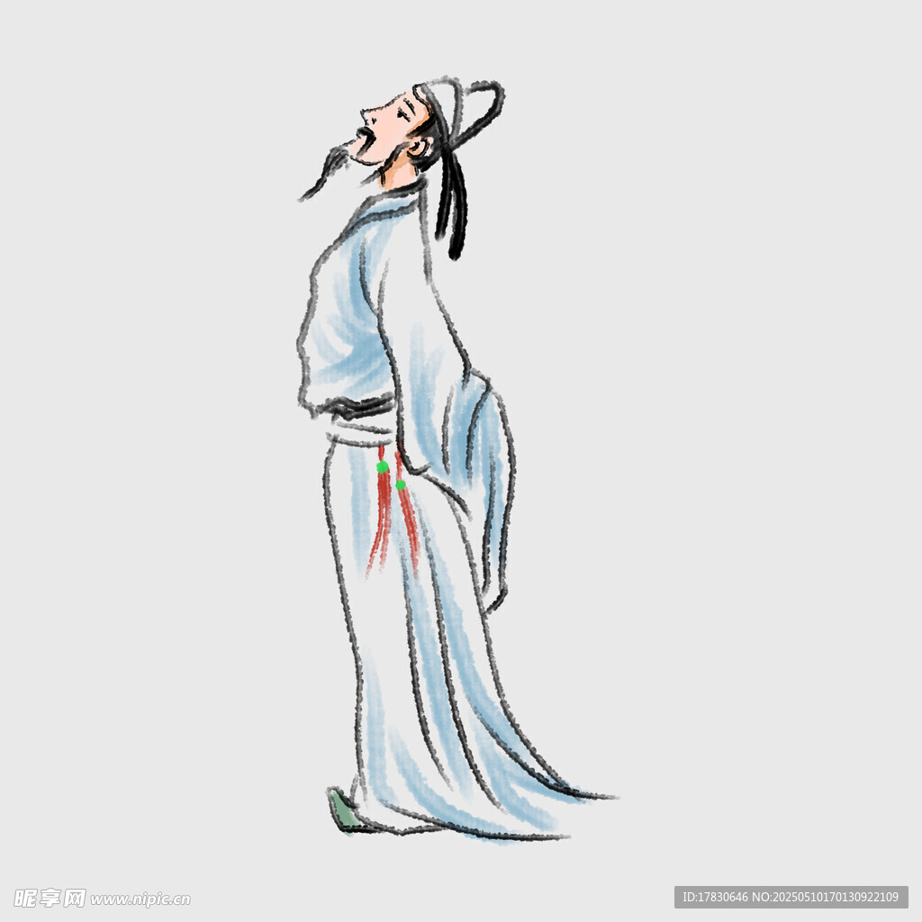 古风白衣女子优雅身姿