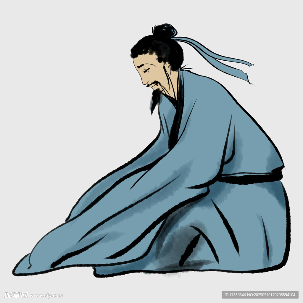 古装男子跪坐形象