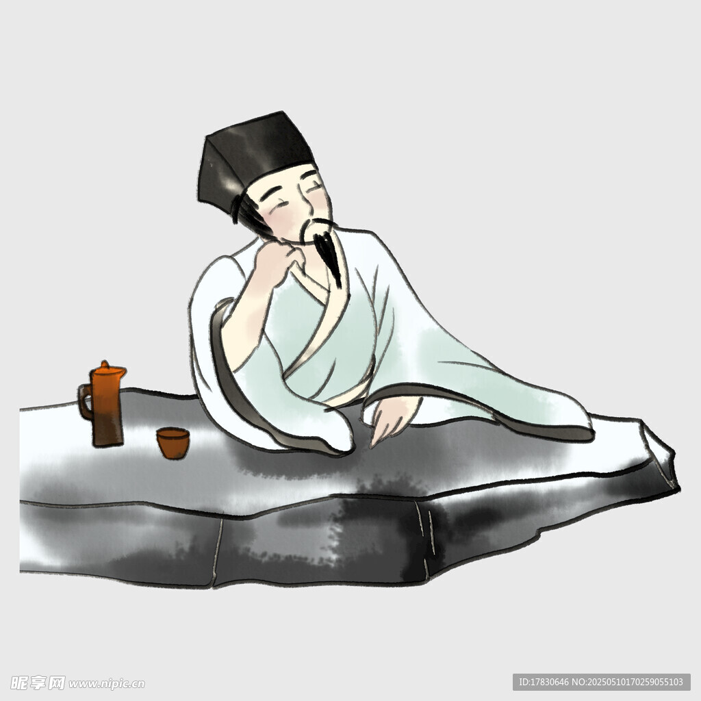 古代文士席地而坐饮酒图