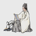 古代文人伏案书写场景