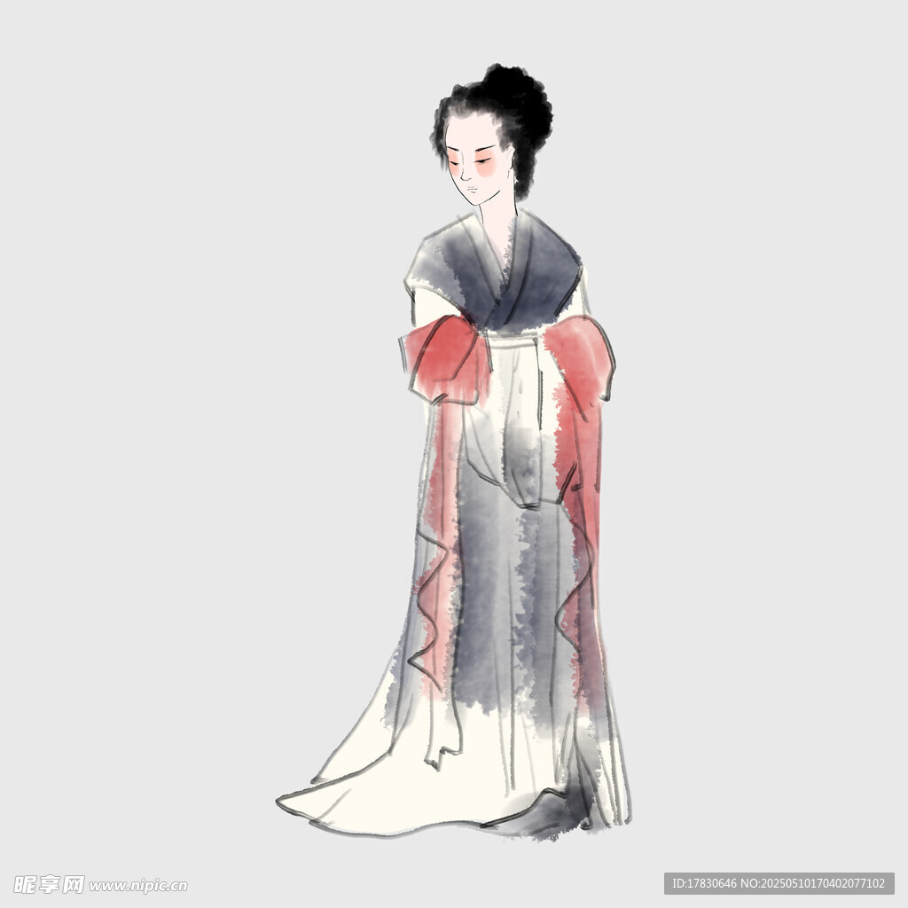 古风汉服女子优雅持扇