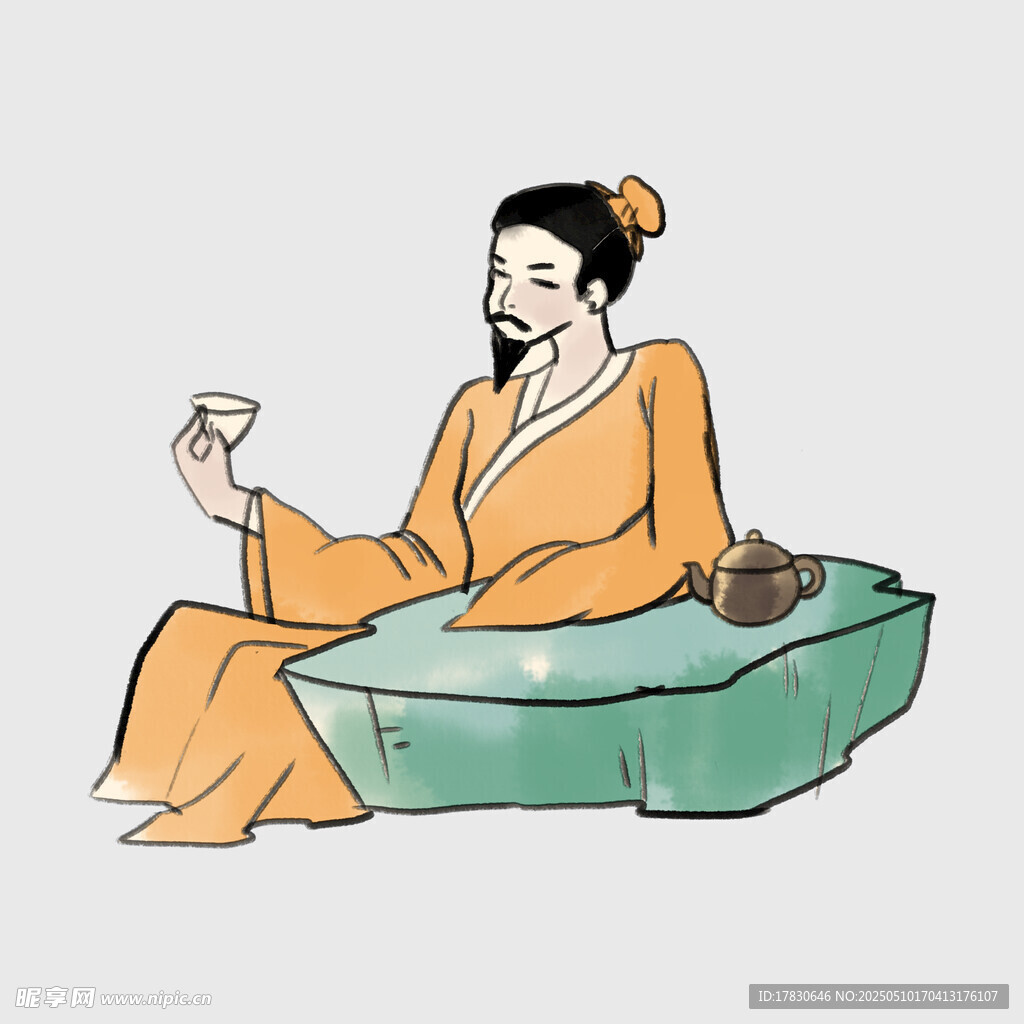 古装女子优雅品茶图