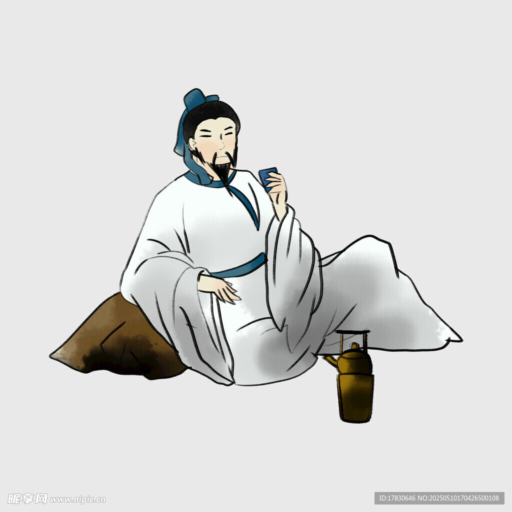 古代文人闲适饮酒图