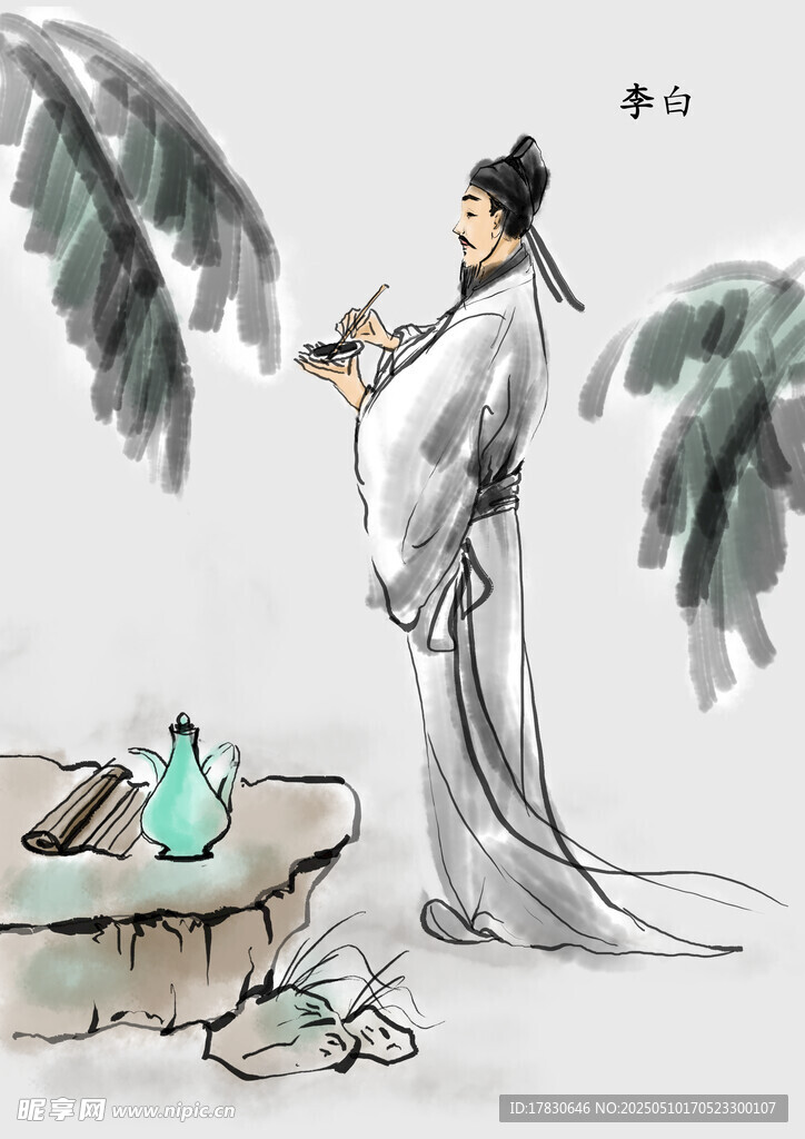 古风雅士抚琴图