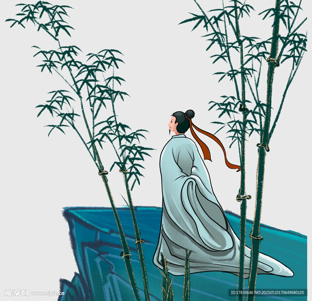竹林间的古装雅士